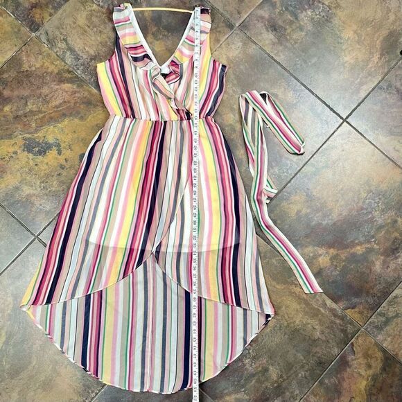 BCX Stripe V-neck Belted Maxi Dress Large - Picture 8 of 8